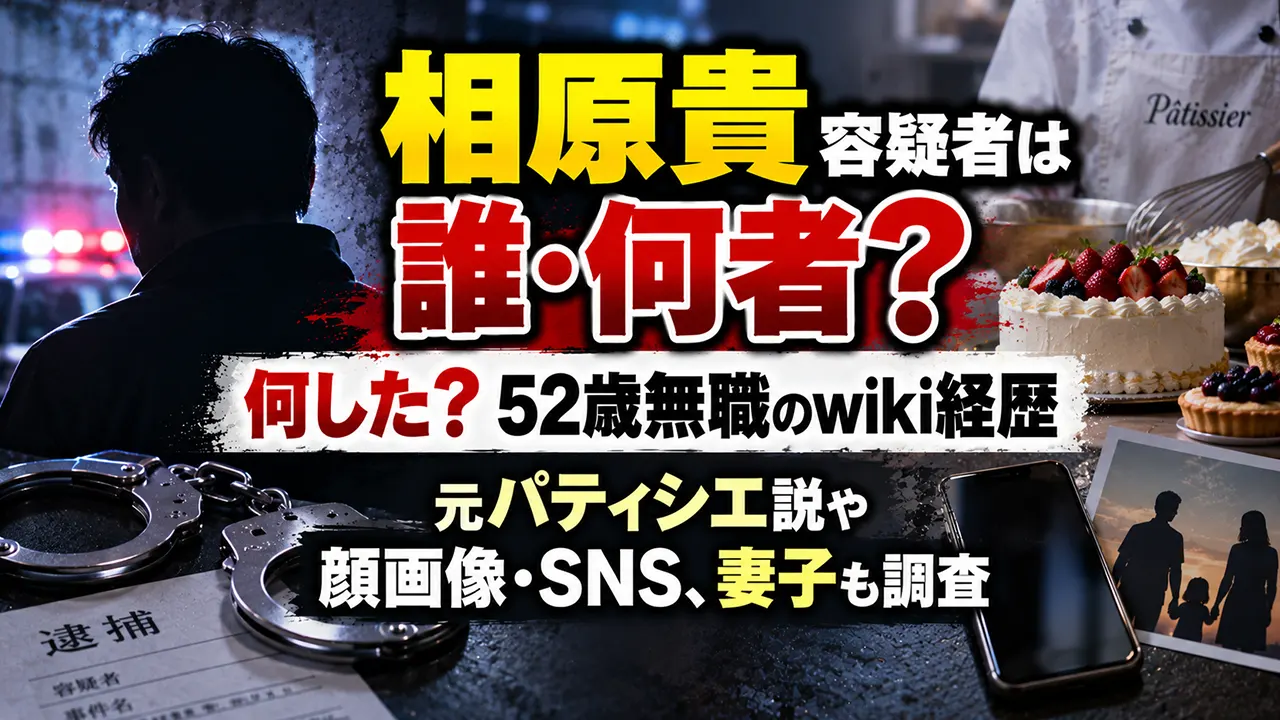相原貴容疑者は誰・何者？何した？52歳無職のwiki経歴・元パティシエ説や顔画像・SNS、妻子も調査