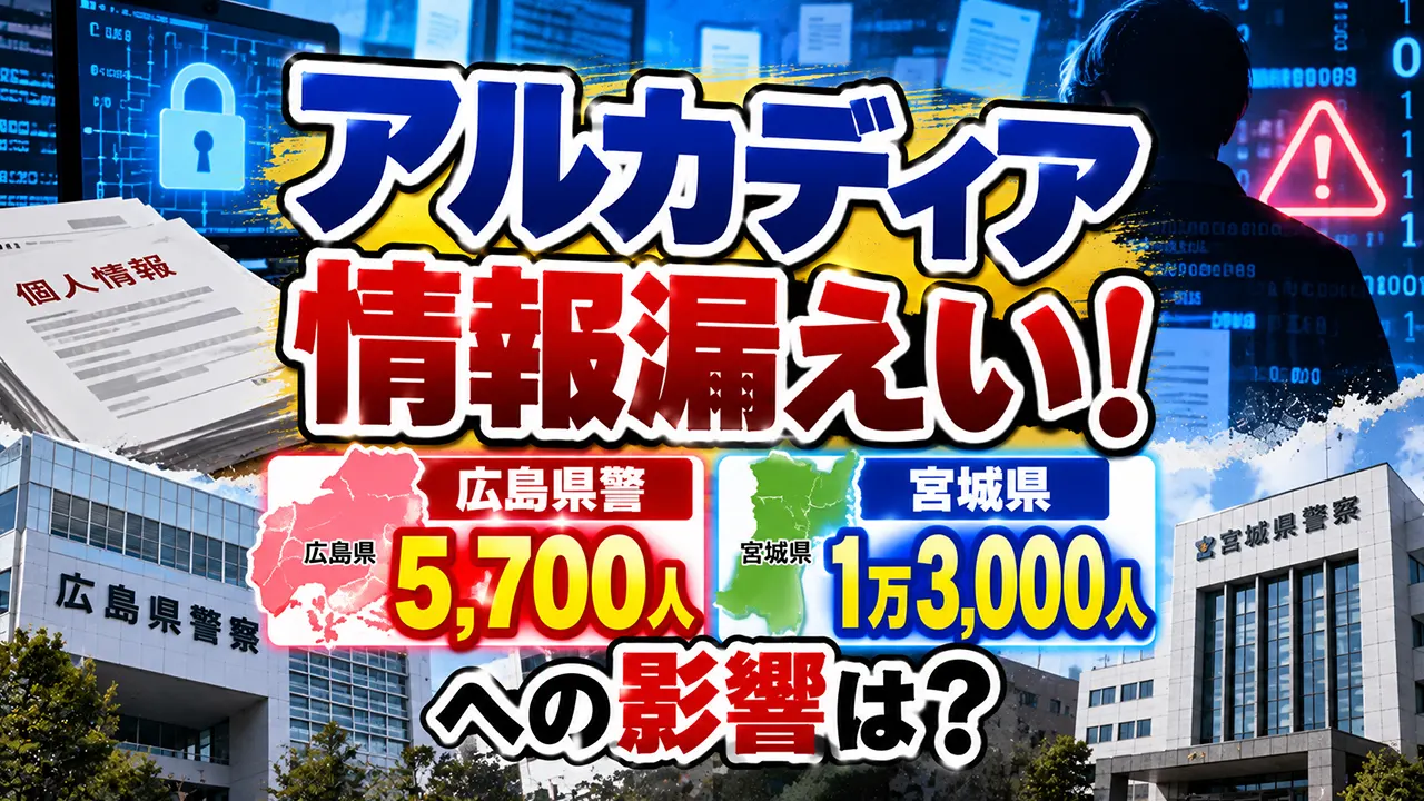 アルカディア情報漏えい！広島県警5700人・宮城県1万3000人への影響は？