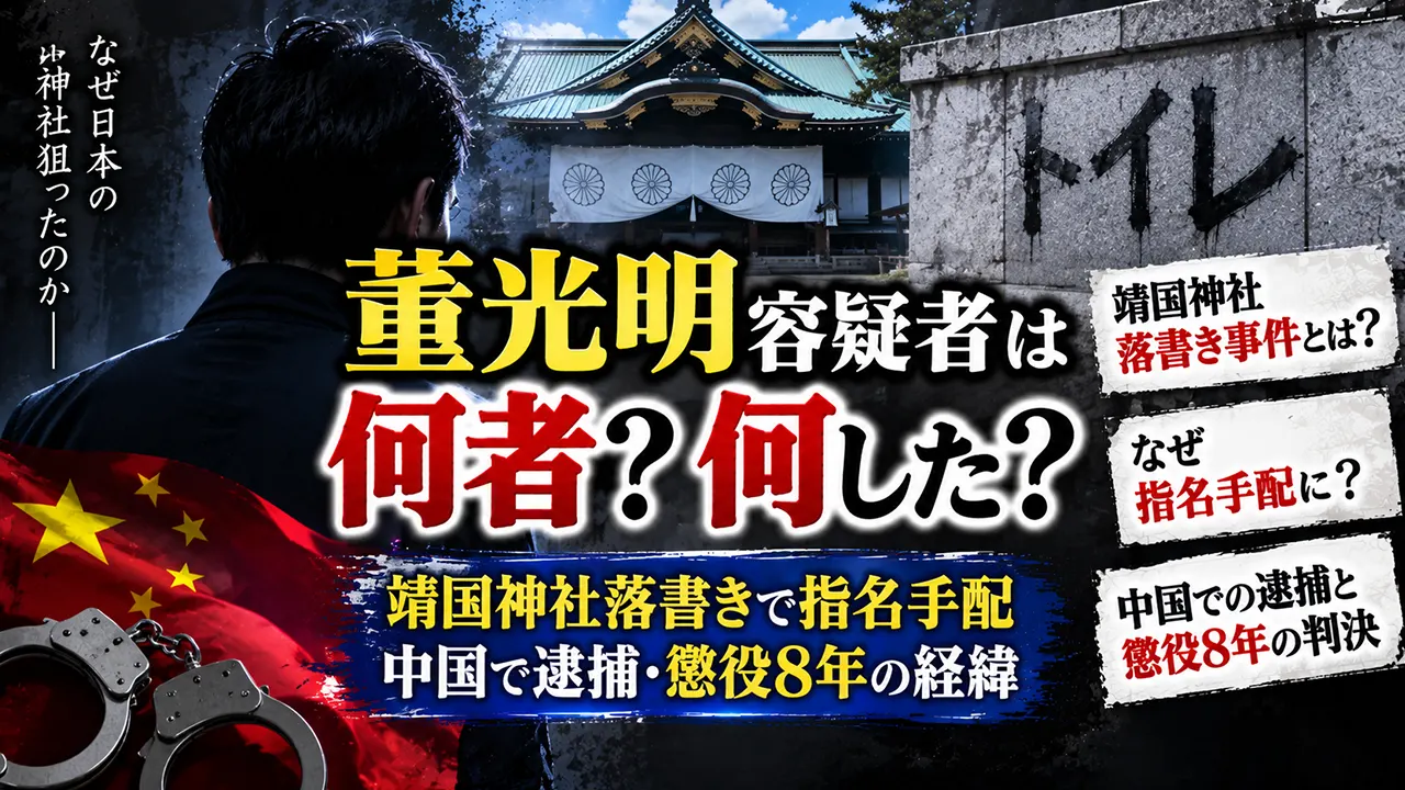 董光明容疑者は何者？何した？靖国神社落書きで指名手配、中国で逮捕・懲役8年の経緯