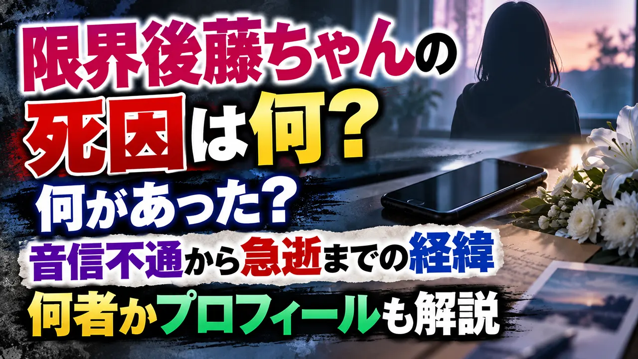 限界後藤ちゃんの死因は何?何があった?音信不通から急逝までの経緯・何者かプロフィールも解説