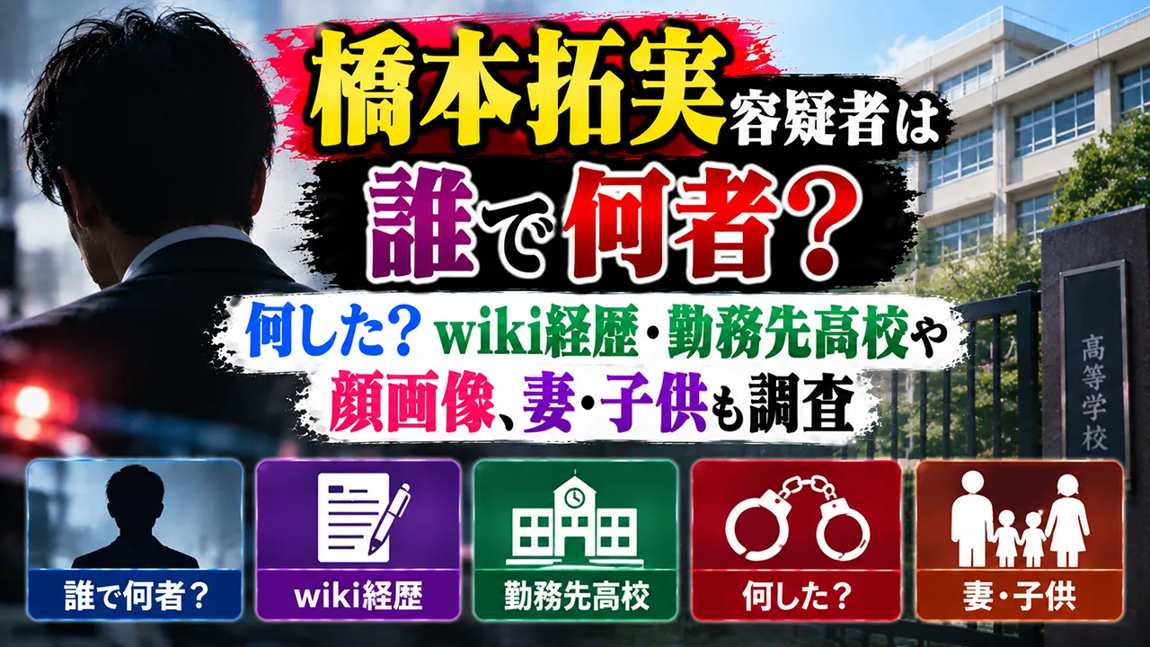 橋本拓実容疑者は誰で何者？何した？wiki経歴・勤務先高校や顔画像、妻・子供も調査