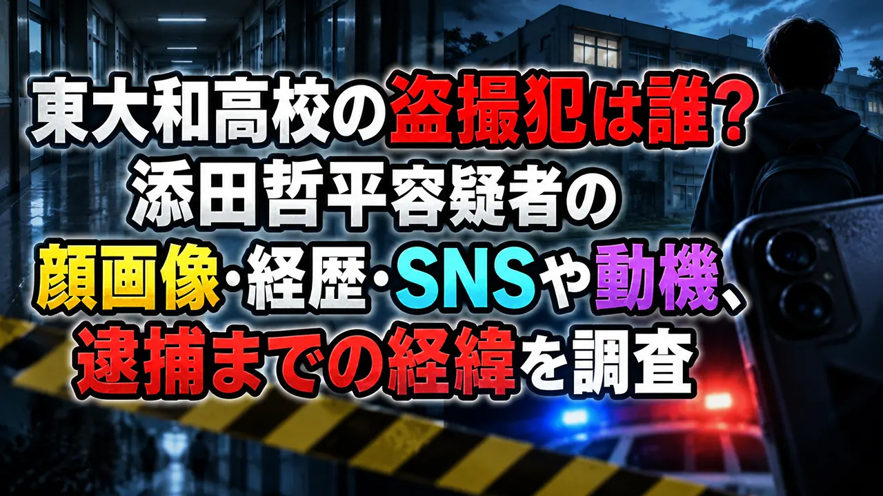 東大和高校の盗撮犯は誰？添田哲平容疑者の顔画像・経歴・SNSや動機、逮捕までの経緯を調査