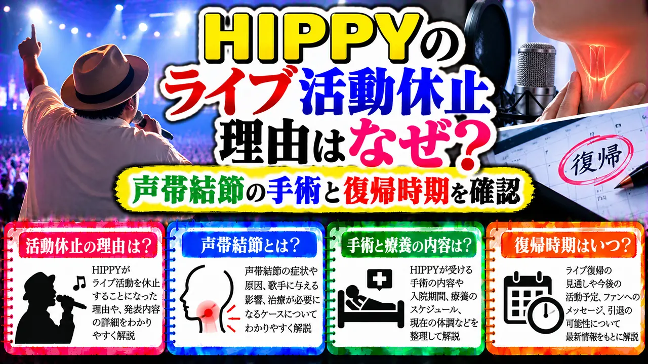 HIPPYのライブ活動休止理由はなぜ?声帯結節の手術と復帰時期を確認