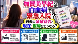 加賀美早紀は白血病で緊急入院?過去の余命宣告と現在・復帰はどうなる?