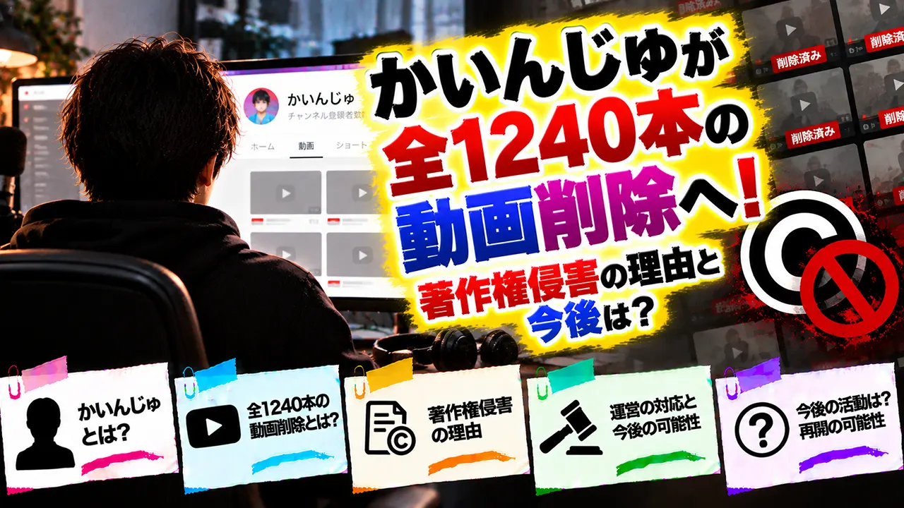 かいんじゅが全1240本の動画削除へ!著作権侵害の理由と今後は?