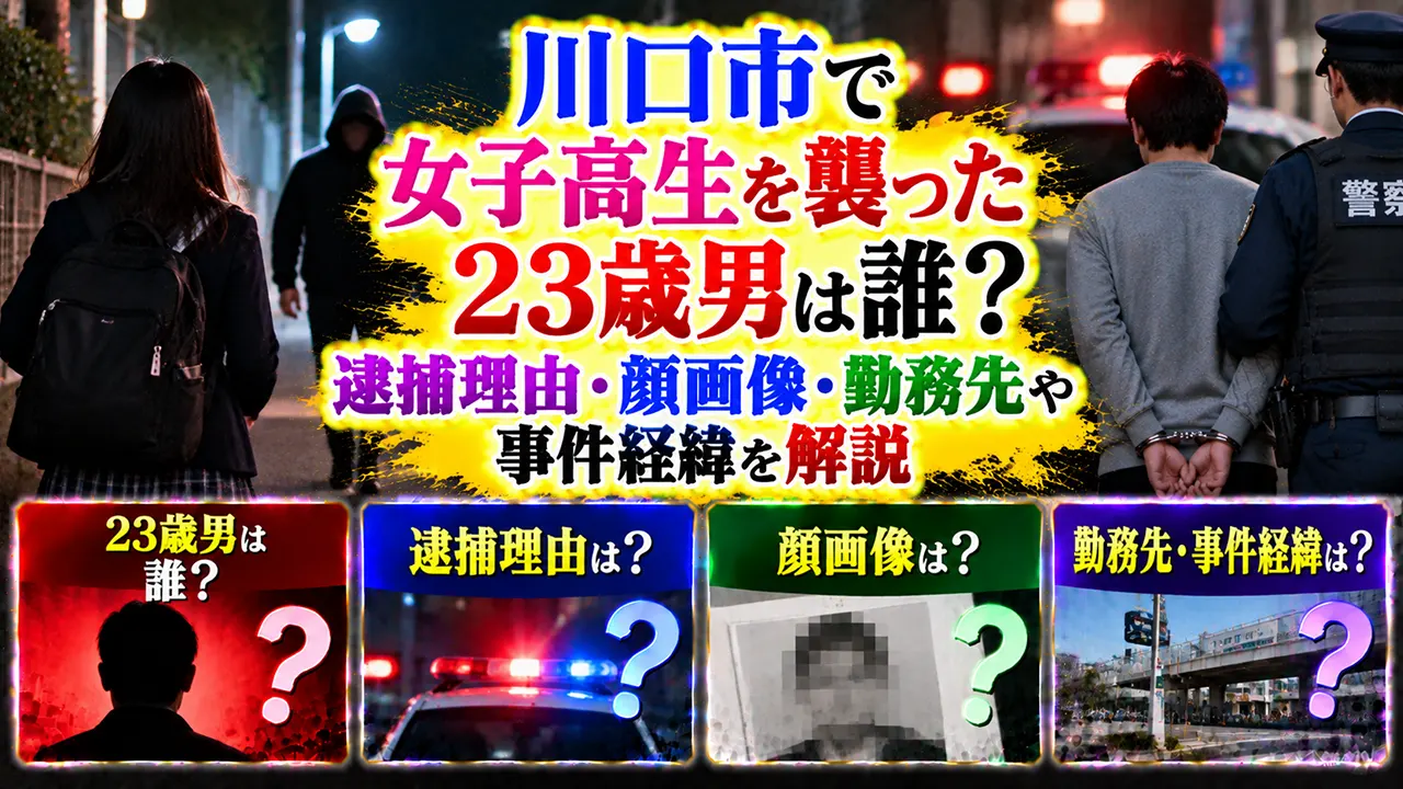 川口市で女子高生を襲った23歳男は誰？逮捕理由・顔画像・勤務先や事件経緯を解説