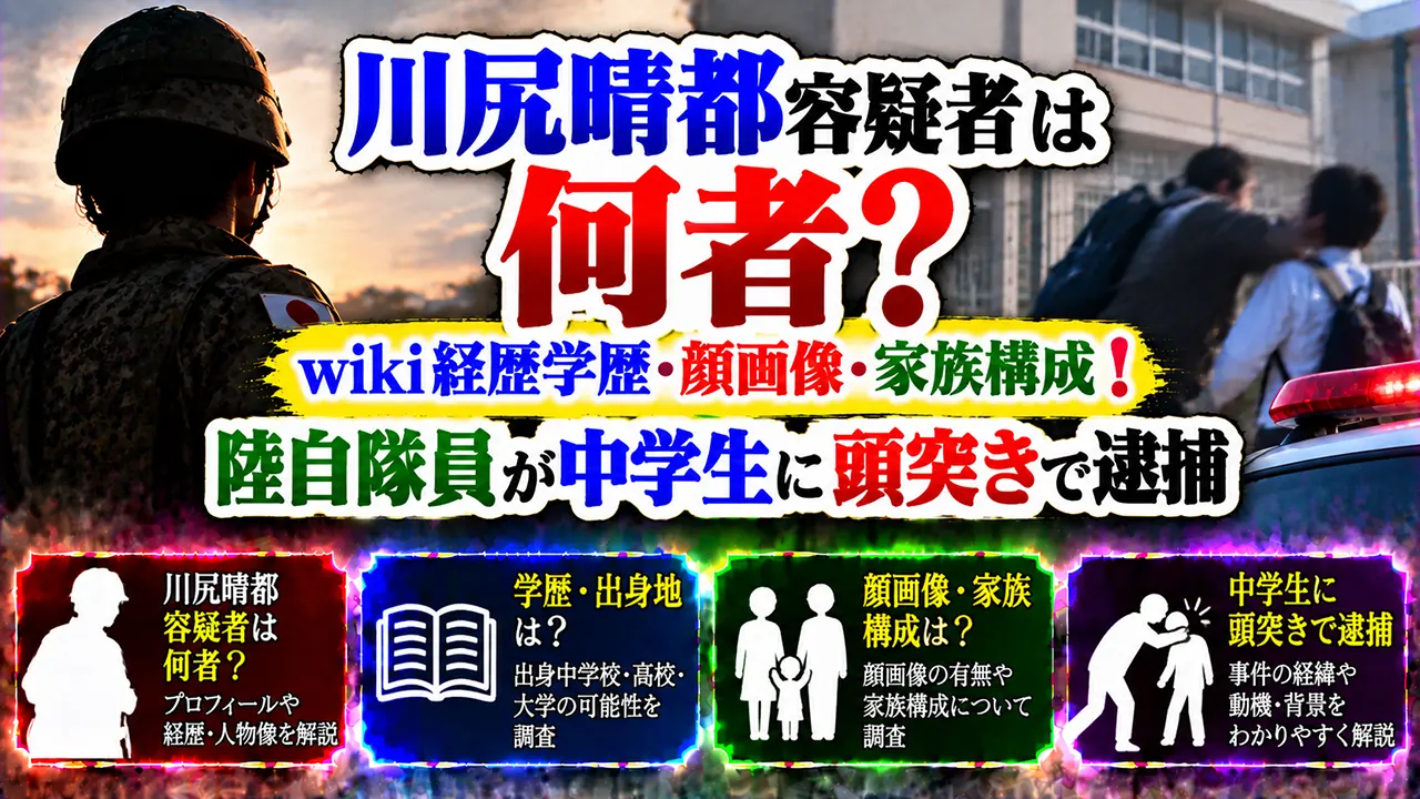 川尻晴都容疑者は何者?wiki経歴学歴・顔画像・家族構成!陸自隊員が中学生に頭突きで逮捕
