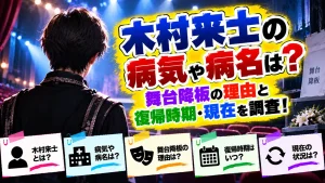 木村来士の病気や病名は?舞台降板の理由と復帰時期・現在を調査!