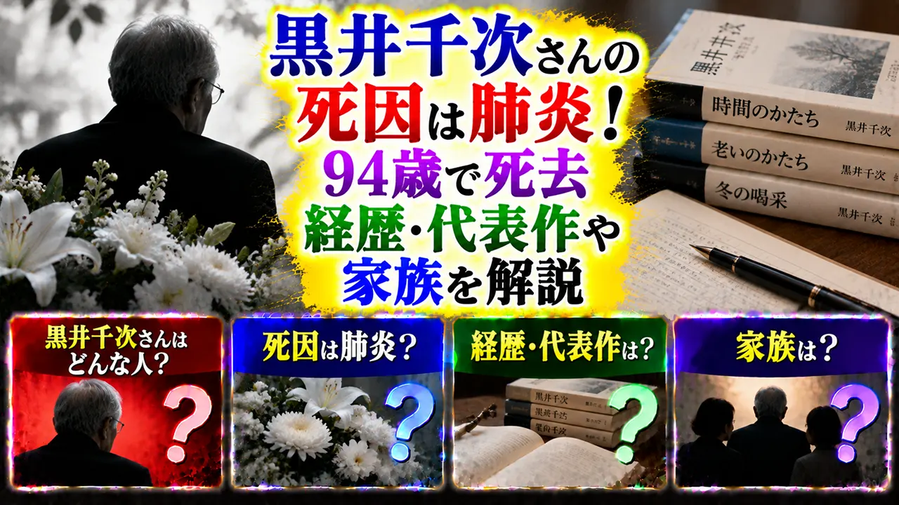 黒井千次さんの死因は肺炎！94歳で死去、経歴・代表作や家族を解説