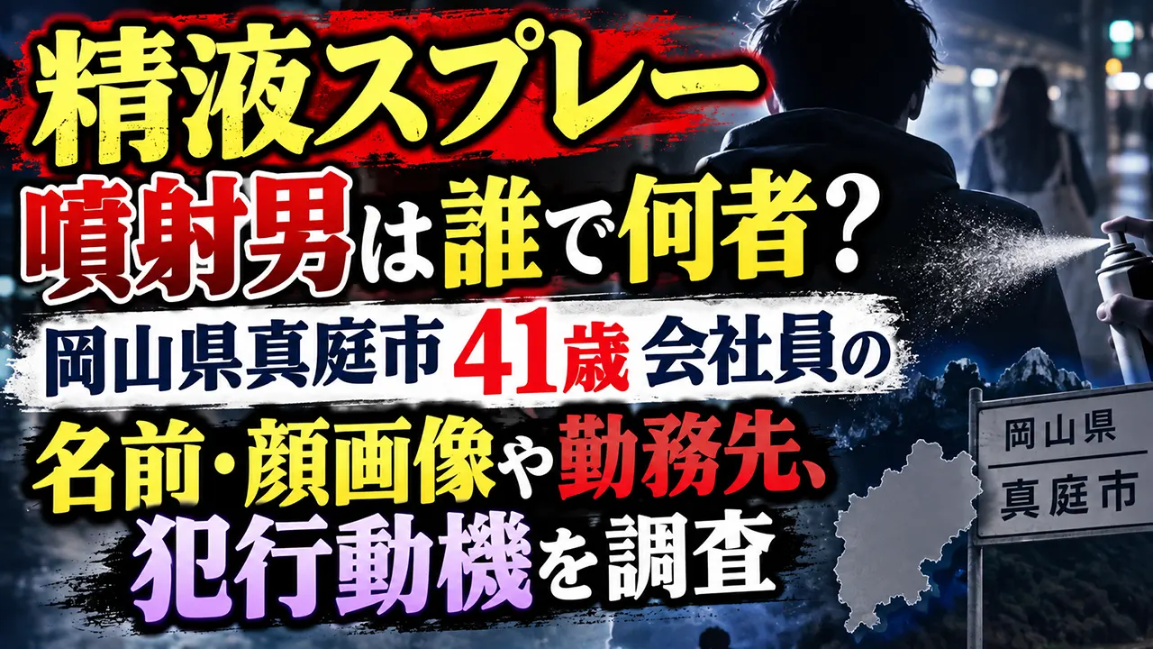 精液スプレー噴射男は誰で何者?岡山県真庭市41歳会社員の名前・顔画像や勤務先、犯行動機を調査