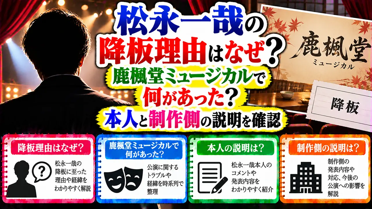 松永一哉の降板理由はなぜ?鹿楓堂ミュージカルで何があった?本人と制作側の説明を確認