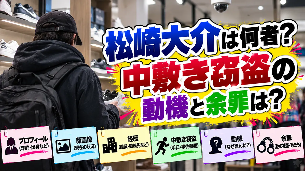 松崎大介は何者?顔画像・経歴や中敷き窃盗の動機と余罪は?
