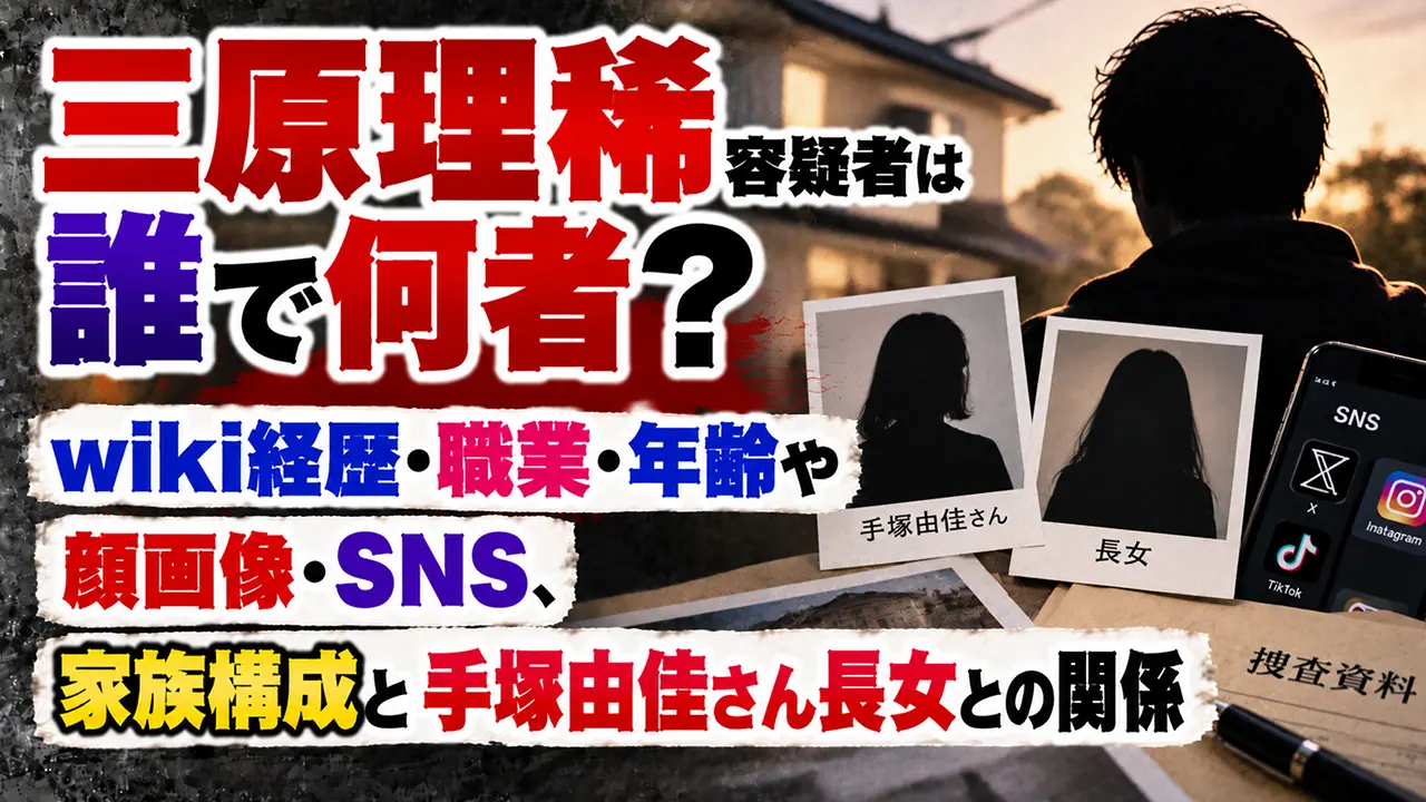 三原理稀容疑者は誰で何者？wiki経歴・職業・年齢や顔画像・SNS、家族構成と手塚由佳さん長女との関係