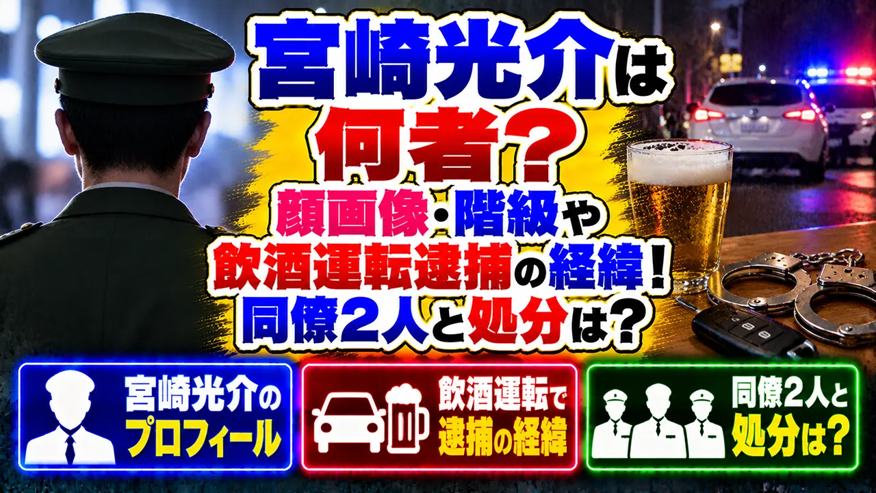宮崎光介は何者？顔画像・階級や飲酒運転逮捕の経緯！同僚2人と処分は？