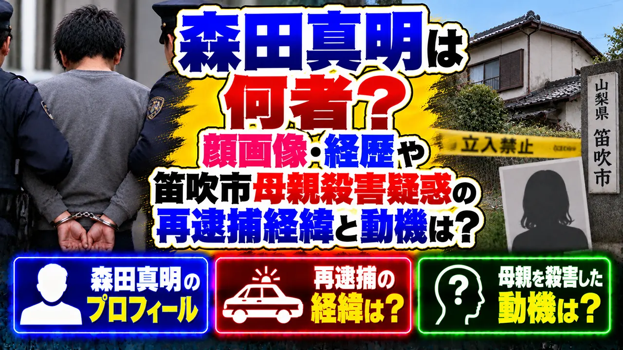 森田真明は何者?顔画像・経歴や笛吹市母親殺害疑惑の再逮捕経緯と動機は?