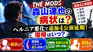 THE MODS森山達也の病状は？ヘルニア悪化で追加4公演延期！復帰はいつ？