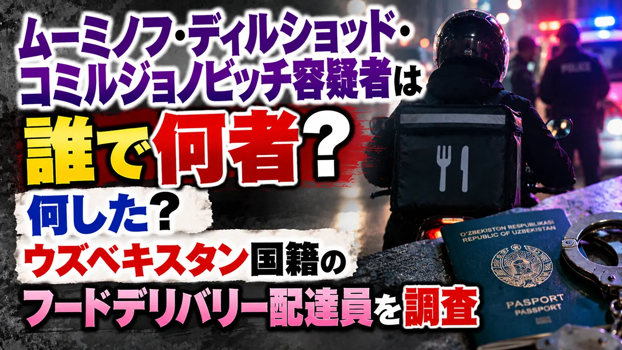 ムーミノフ・ディルショッド・コミルジョノビッチ容疑者は誰で何者?何した?ウズベキスタン国籍のフードデリバリー配達員を調査