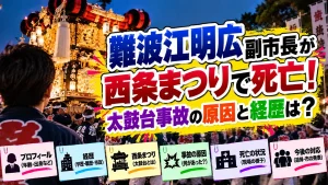 難波江明広副市長が西条まつりで死亡！太鼓台事故の原因と経歴は？