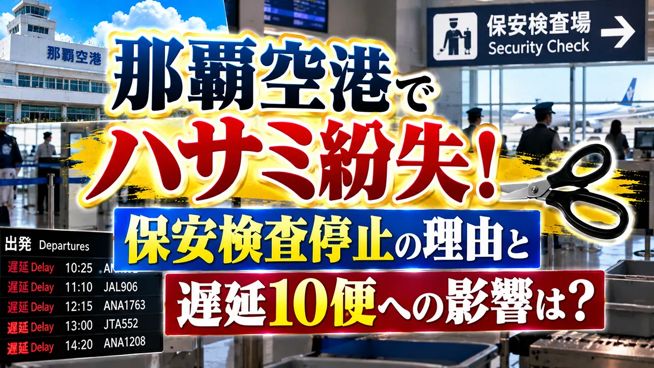 那覇空港でハサミ紛失！保安検査停止の理由と遅延10便への影響は？