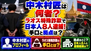 中木村匠は何者?ラオス特殊詐欺で日本人8人逮捕!手口と拠点は?