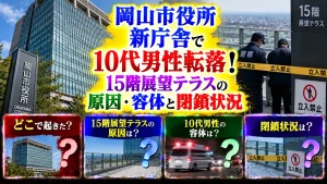 岡山市役所新庁舎で10代男性転落！15階展望テラスの原因・容体と閉鎖状況