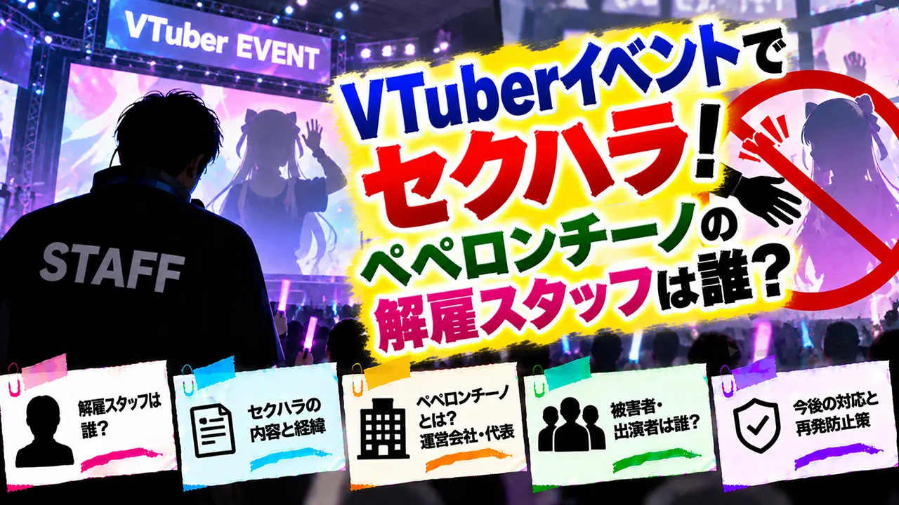 VTuberイベントでセクハラ！ペペロンチーノの解雇スタッフは誰？