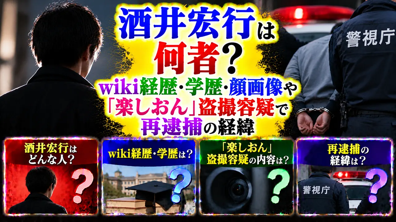 酒井宏行は何者？wiki経歴・学歴・顔画像や「楽しおん」盗撮容疑で再逮捕の経緯