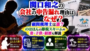関口和之の会社の申告漏れ理由はなぜ?顧問税理士は誰?のほほんの節税スキームや妻・子供・経歴も解説