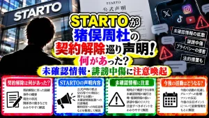 STARTOが猪俣周杜の契約解除巡り声明!何があった?未確認情報・誹謗中傷に注意喚起