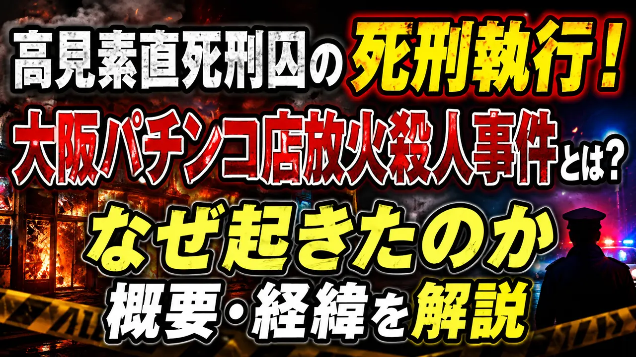 高見素直死刑囚の死刑執行!大阪パチンコ店放火殺人事件とは?なぜ起きたのか概要・経緯を解説