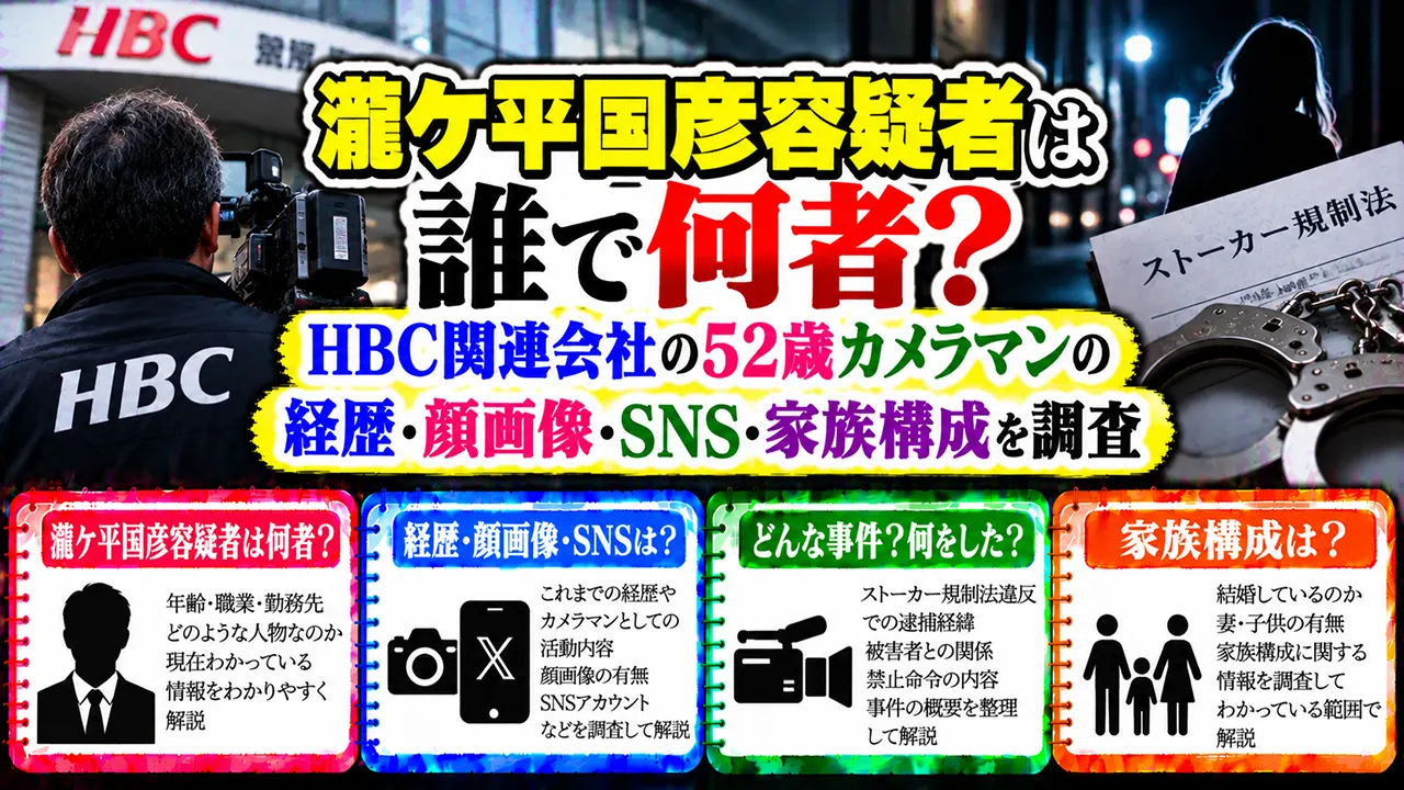 瀧ケ平国彦容疑者は誰で何者?HBC関連会社の52歳カメラマンの経歴・顔画像・SNS・家族構成を調査