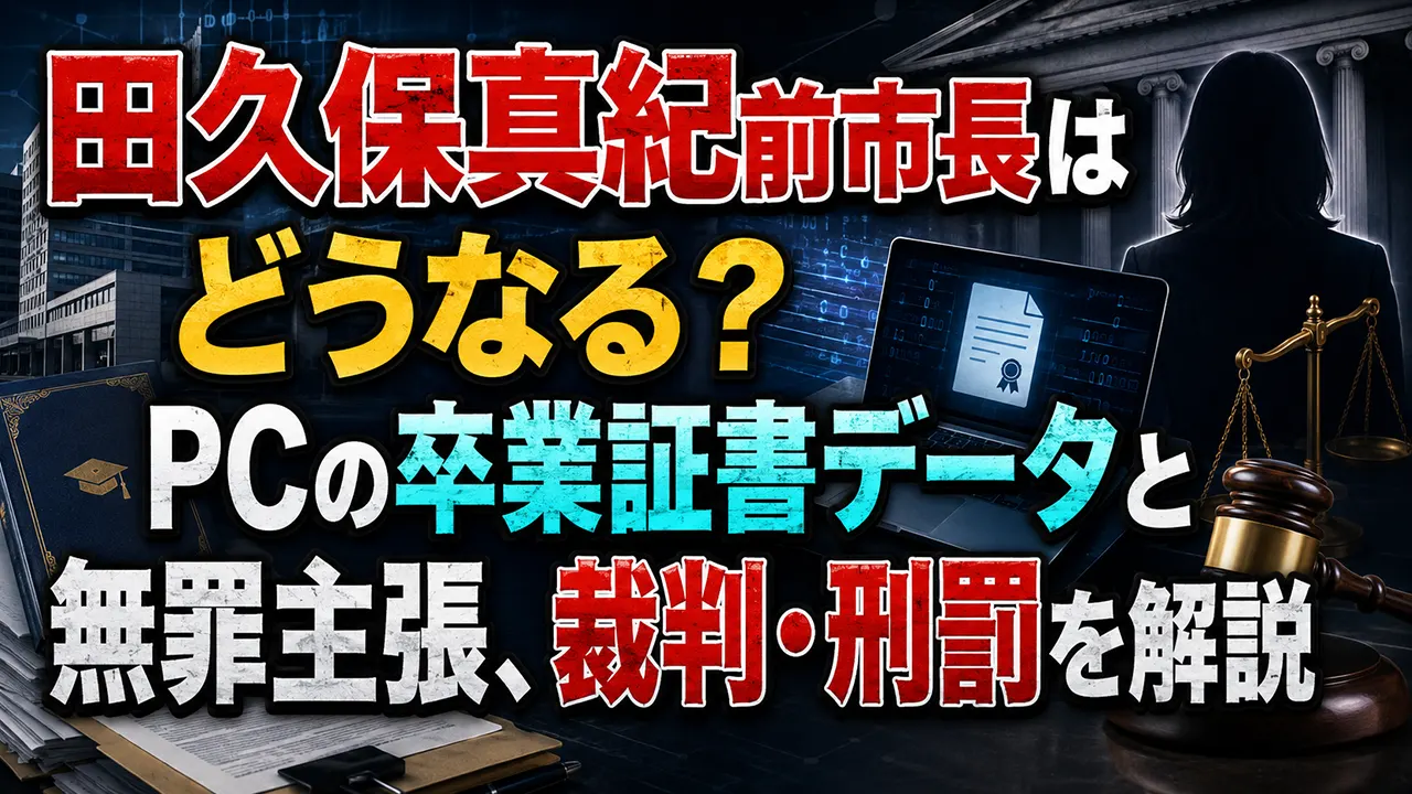 田久保真紀前市長はどうなる？PCの卒業証書データと無罪主張、裁判・刑罰を解説