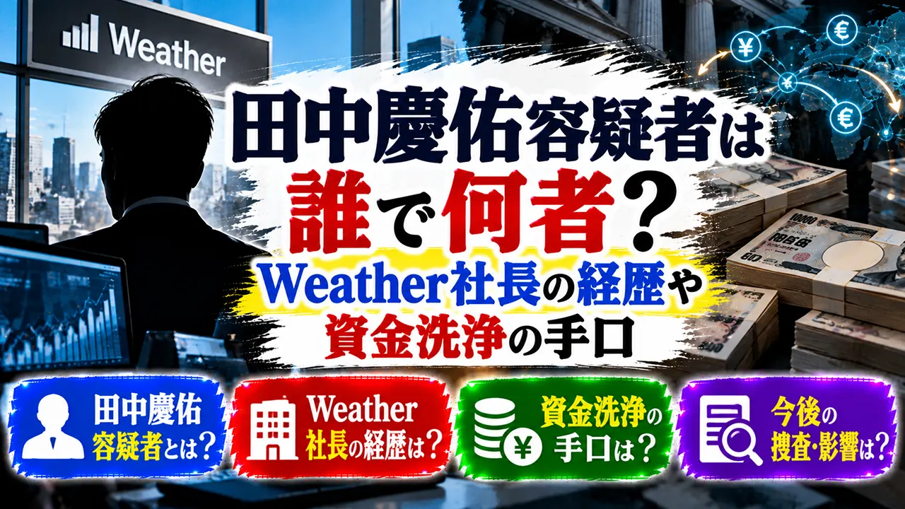 田中慶佑容疑者は誰で何者?Weather社長の経歴や資金洗浄の手口