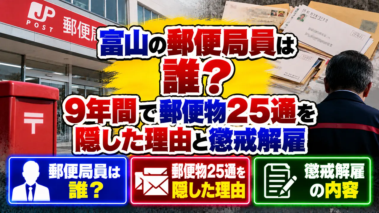 富山の郵便局員は誰？9年間で郵便物25通を隠した理由と懲戒解雇