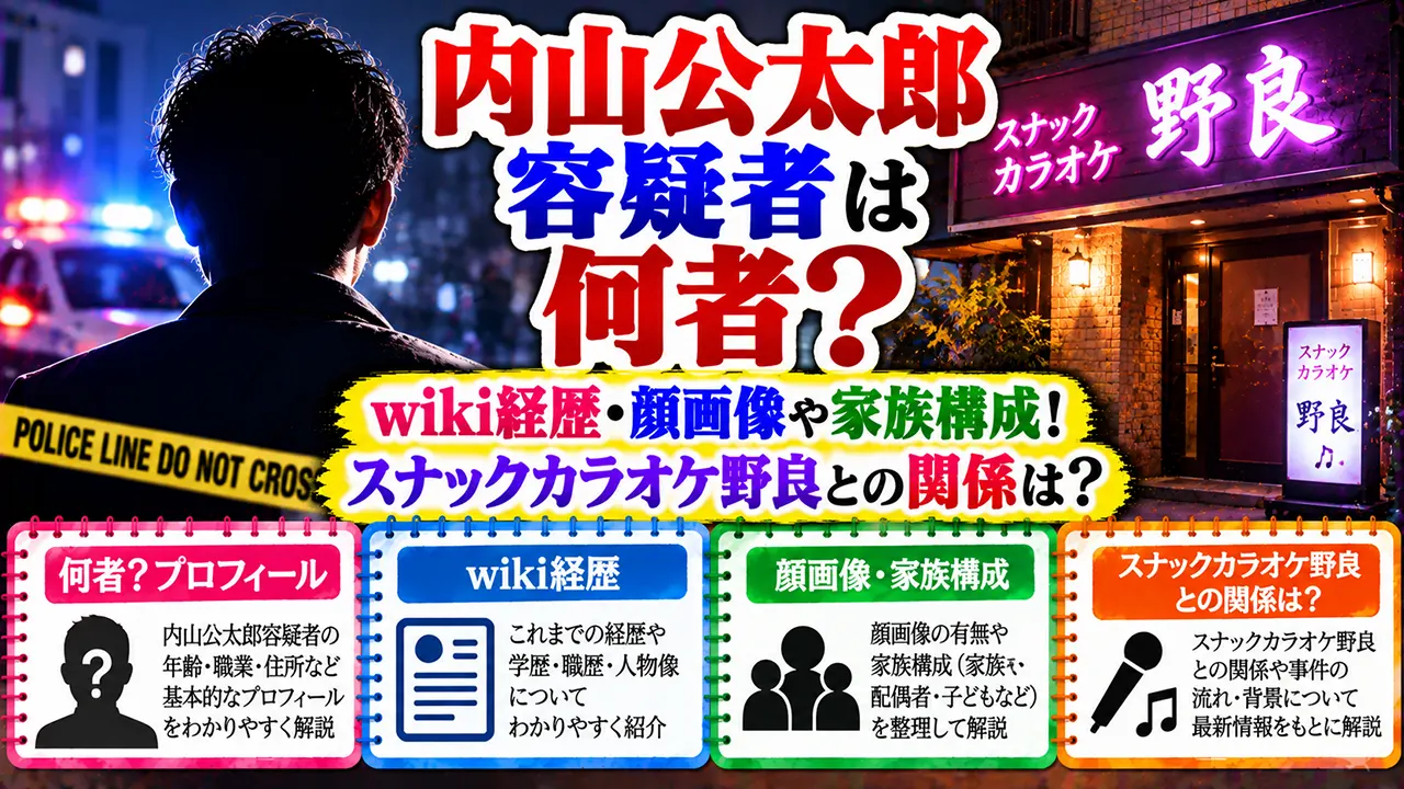 内山公太郎容疑者は何者?wiki経歴・顔画像や家族構成!スナックカラオケ野良との関係は?