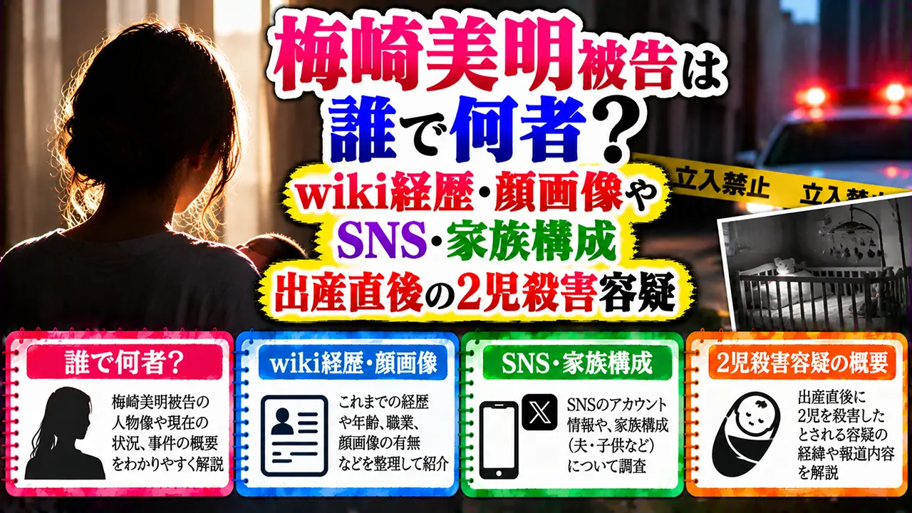 梅崎美明被告は誰で何者?wiki経歴・顔画像やSNS・家族構成|出産直後の2児殺害容疑