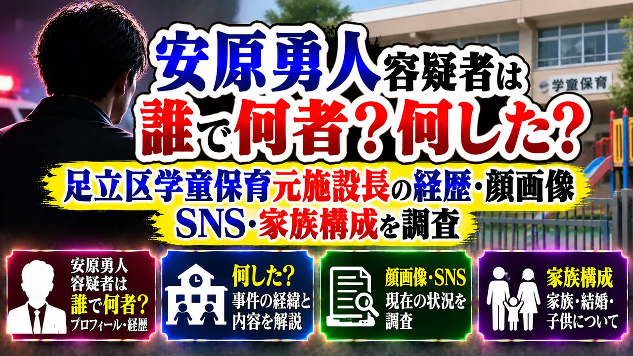 安原勇人容疑者は誰で何者?何した?足立区学童保育元施設長の経歴・顔画像・SNS・家族構成