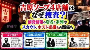 吉原ソープ4店舗はなぜ捜査?摘発情報の店名・系列やスカウト、ホスト売掛との関係も