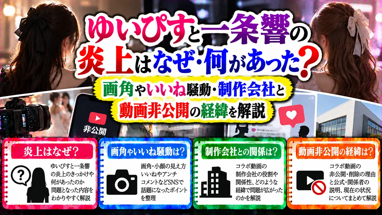 ゆいぴすと一条響の炎上はなぜ・何があった?画角やいいね騒動・制作会社と動画非公開の経緯を解説