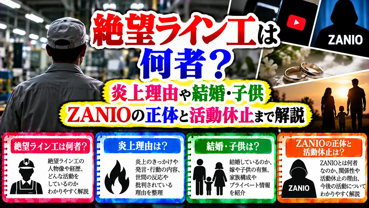絶望ライン工は何者?炎上理由や結婚・子供、ZANIOの正体と活動休止まで解説